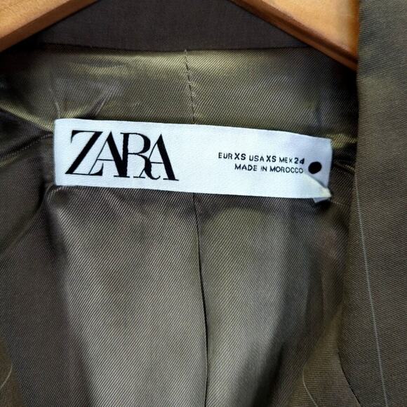 Zara Limited Edition Pinstripe Tie Back Blazer Dress Brown Size XS - Picture 4 of 14